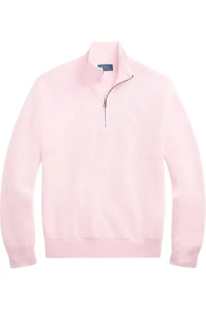 Ralph Lauren Turtlenecks, male, , Size: XL Halfzip Pearl Knit Cotton Sweater