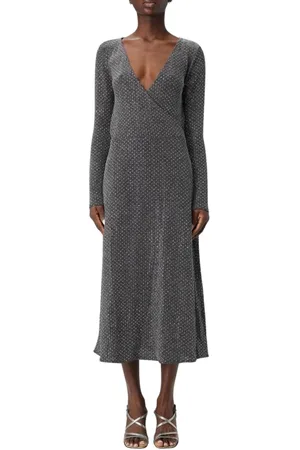 Karl Lagerfeld Midi Dresses, female, , Size: S Metallic Dot Print Midi Wrap Dress