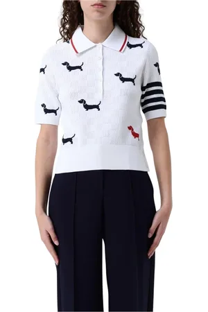 Thom Browne Polo Shirts, female, , Size: S Knit Polo Shirt Dachshund Style