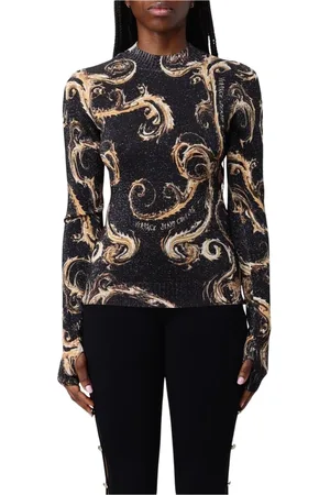 VERSACE Round-neck Knitwear, female, , Size: L Knit Mock Neck Sweater