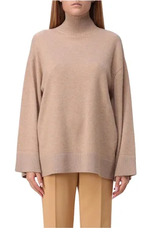 Elisabetta Franchi Turtlenecks, female, , Size: L Luxurious Camel Mock Neck Sweater
