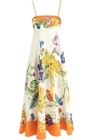 ALÉMAIS Midi Dresses, female, , Size: XL Floral Linen Midi Dress
