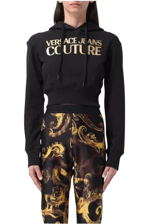 VERSACE Hoodies, female, , Size: XS Cropped Hoodie Sweatshirt