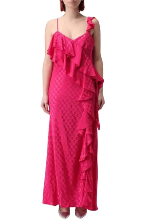 Msgm Maxi Dresses, female, , Size: S Fuchsia Ruffled Maxi Dress