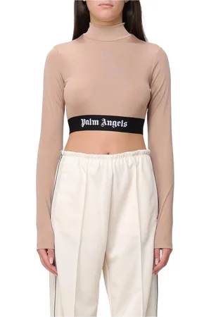 Palm Angels Long Sleeve Tops, female, , Size: XS Logo Band Crop Top