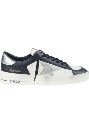 Golden Goose Sneakers, male, , Size: 7 US Leather Stardan Sneakers with Silver Heel