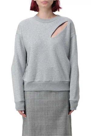 Alexander McQueen Sweatshirts, female, , Size: S Grey Cutout Long Sleeve Sweater