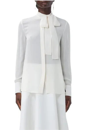 VALENTINO Shirts, female, , Size: S Elegant Silk Bow Tie Blouse