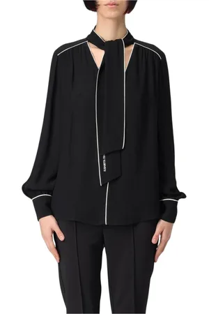 Elisabetta Franchi Blouses, female, , Size: 2XL Silk Tie Neck Blouse