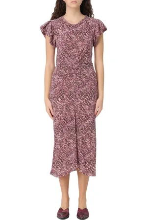 Isabel Marant Midi Dresses, female, , Size: 2XS Violet Flutter Sleeve Midi Dress