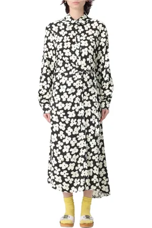 Msgm Shirt Dresses, female, , Size: S Midi Dress with Bow Detailing