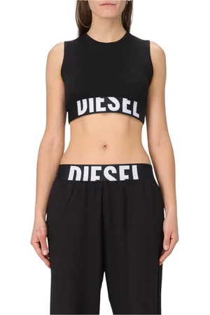Diesel Sleeveless Tops, female, , Size: S Logo Crop Top Slim Fit