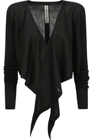 Rick Owens Cardigans, female, , Size: L Crossed Long Sleeve Knit Top