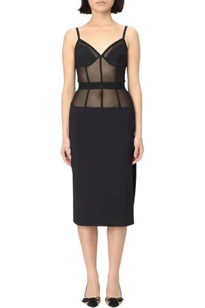 Elisabetta Franchi Midi Dresses, female, , Size: M Mesh Bodice Midi Dress