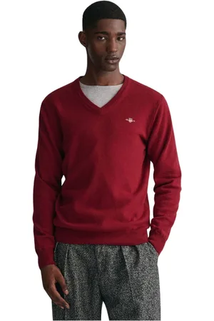 GANT V-neck Knitwear, male, , Size: XL Superfine Lambswool V-Neck Sweater