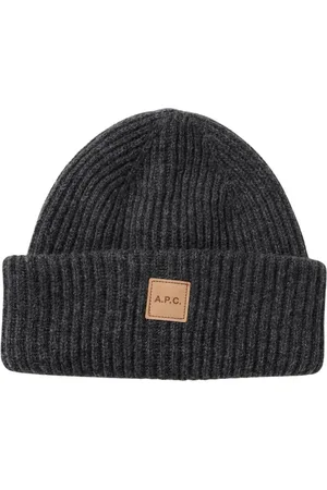 A.P.C. Beanies, female, , Size: S Grey Ribbed Knit Beanie Hat
