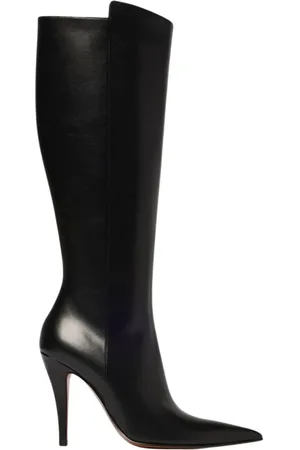 Alexander McQueen Heeled Boots, female, , Size: 8 US Leather Stiletto Knee-High Boots