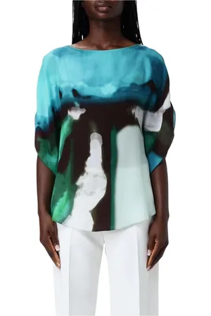 GIANLUCA CAPANNOLO Blouses, female, , Size: L Green Abstract Silk Blouse