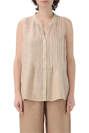 120% Lino Shirts, female, , Size: XS Linen Sleeveless Blouse Relaxed Fit