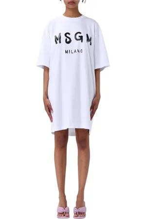 Msgm Short Dresses, female, , Size: S Logo T-Shirt Dress Woman