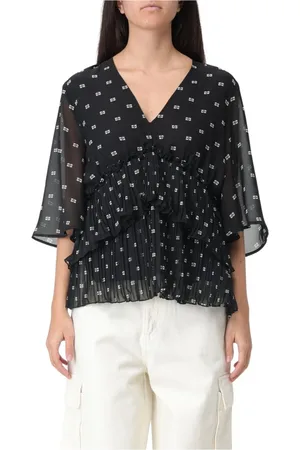 Ganni Blouses, female, , Size: XS V-Neck Blouse Half Sleeves