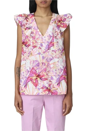 Liu Jo Sleeveless Tops, female, , Size: S Floral Ruffled Blouse Top