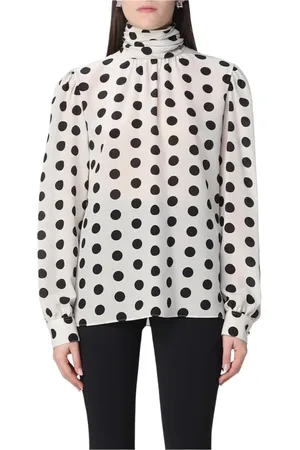 Saint Laurent Blouses, female, , Size: S Yellow Polka Dot Silk Blouse