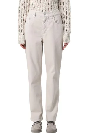 Brunello Cucinelli Straight Jeans, female, , Size: M White Straight Leg Jeans for Women