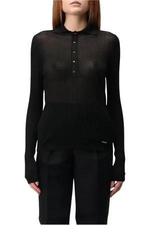 Dsquared2 Polo Shirts, female, , Size: M Ribbed Knit Polo Shirt
