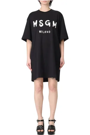 Msgm Short Dresses, female, , Size: S Graphic TShirt Dress Woman White