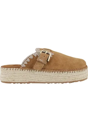 Mou Mules, female, , Size: 6 US Jute Clog Suede Platform Sandal