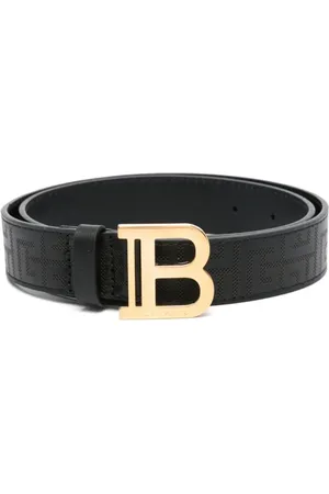 Balmain Belts, female, , Size: XL Logo Buckle Leather Belt