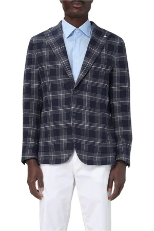 Manuel Ritz Blazers, male, , Size: M Beige Check Blazer