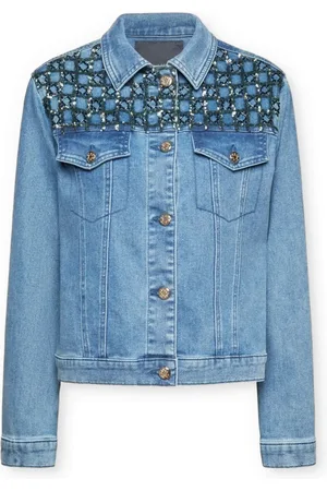 Elena Miro Denim Jackets, female, , Size: 6XL Embroidered Denim Jacket