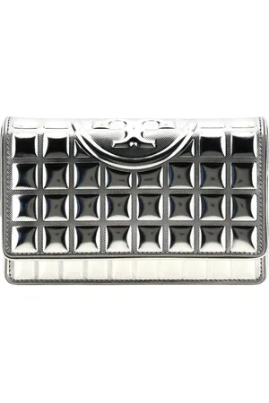 Tory Burch Clutches, female, , Size: ONE SIZE Metallic Quilted Chevron Wallet
