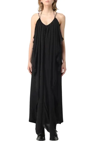 UMA WANG Maxi Dresses, female, , Size: S Elegant Maxi Dress with Frayed Detail