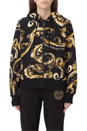 VERSACE Zip-throughs, female, , Size: M Baroque Print Hoodie