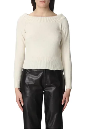 Alexander McQueen Round-neck Knitwear, female, , Size: M Wool Mohair Boat Neck Sweater