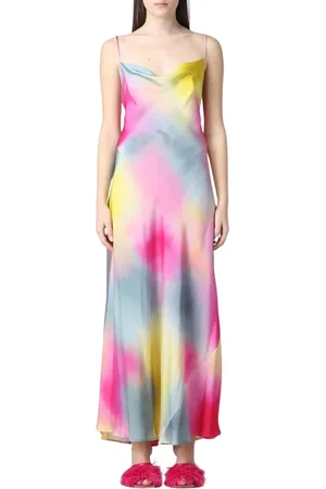 Msgm Maxi Dresses, female, , Size: M Fuchsia TieDye Maxi Dress