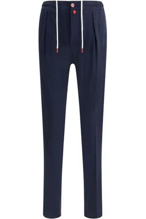 Kiton Straight Trousers, male, , Size: W32 Monogram Patch Cotton Pants