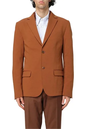 D.A. Daniele Alessandrini Formal Blazers, male, , Size: L Tobacco Knit Suit Jacket Modern Style