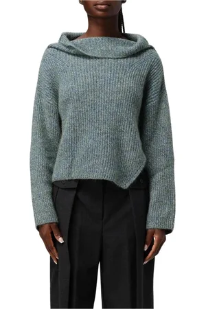 Pinko Turtlenecks, female, , Size: S Grey Mohair Cowl Neck Sweater
