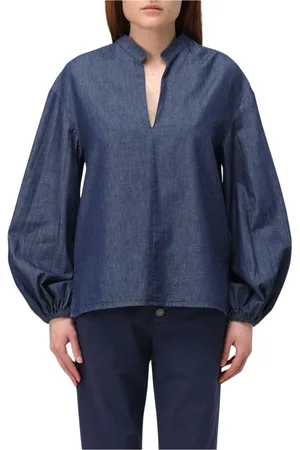 Dondup Blouses, female, , Size: M Denim Shirt with Balloon Sleeves