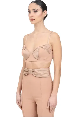 Elisabetta Franchi Sleeveless Tops, female, , Size: XL Sensual Nude Bustier Top