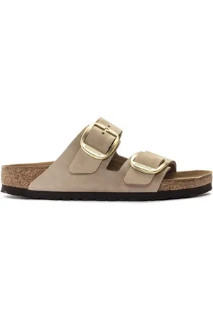 Birkenstock Sliders, female, , Size: 9 US Arizona Big Buckle Nubuck Leather Sandals Narrow