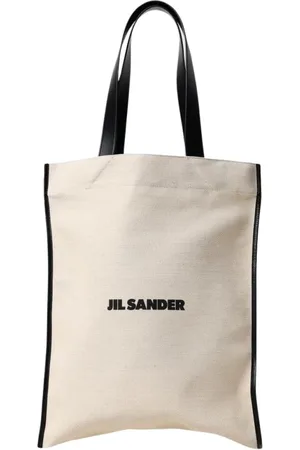Jil Sander Tote Bags, female, , Size: ONE SIZE White Leather Trim Tote Bag