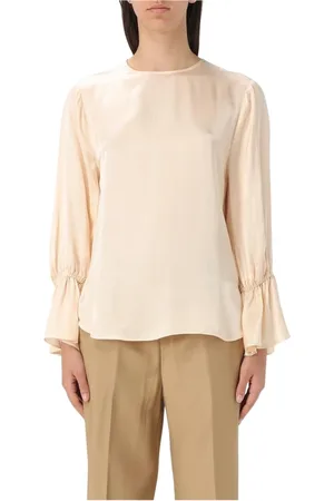 Liu Jo Blouses, female, , Size: L Champagne Silk Blouse Ruffled Cuffs