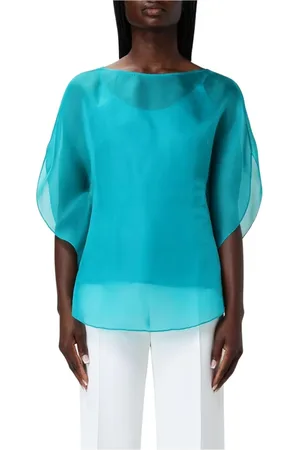 GIANLUCA CAPANNOLO Blouses, female, , Size: L Teal Boat Neck Blouse