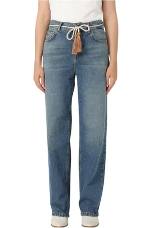 Liu Jo Straight Jeans, female, , Size: W28 Chic Wide Leg Jeans with Rope Belt