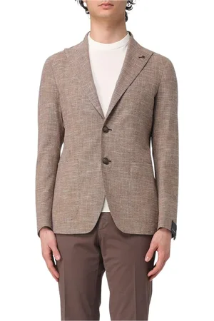 TAGLIATORE Blazers, male, , Size: XL Linen Blend Suit Jacket Notch Lapel